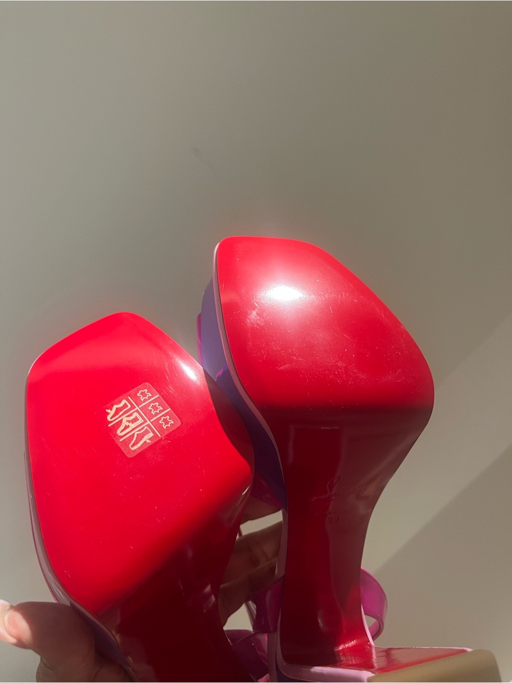 Christian Louboutin Hot Pink Patent Slingback Sandals - Picture 5 of 5